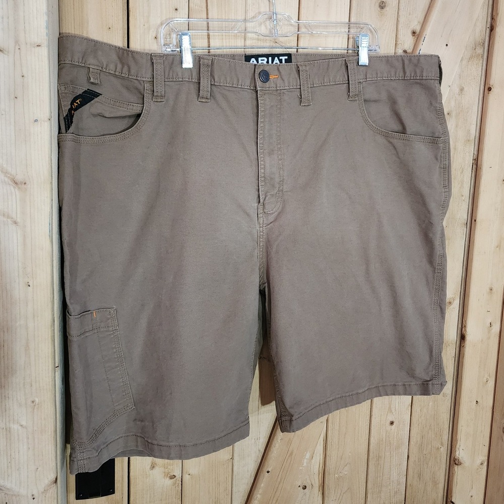 Ariat Rebar M4 Low Rise Tough Shorts Mens 48 Field Khaki Canvas Work 10030265